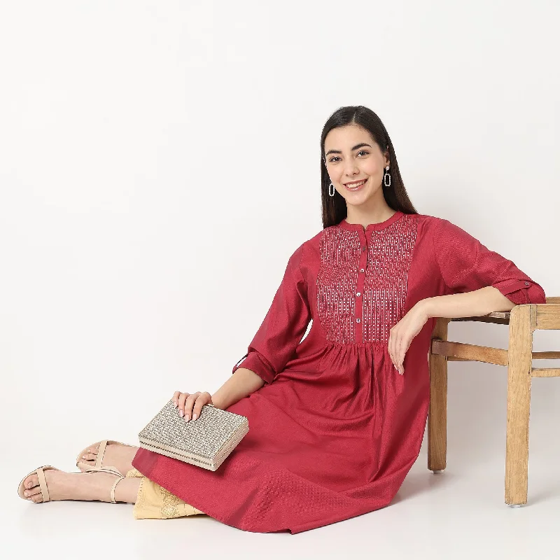 Flare Fit Embellished Kurta