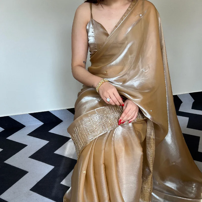 Golden Glow Tissue Saree