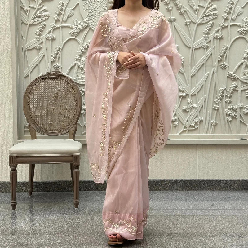 Baby Pink Shimmer Saree