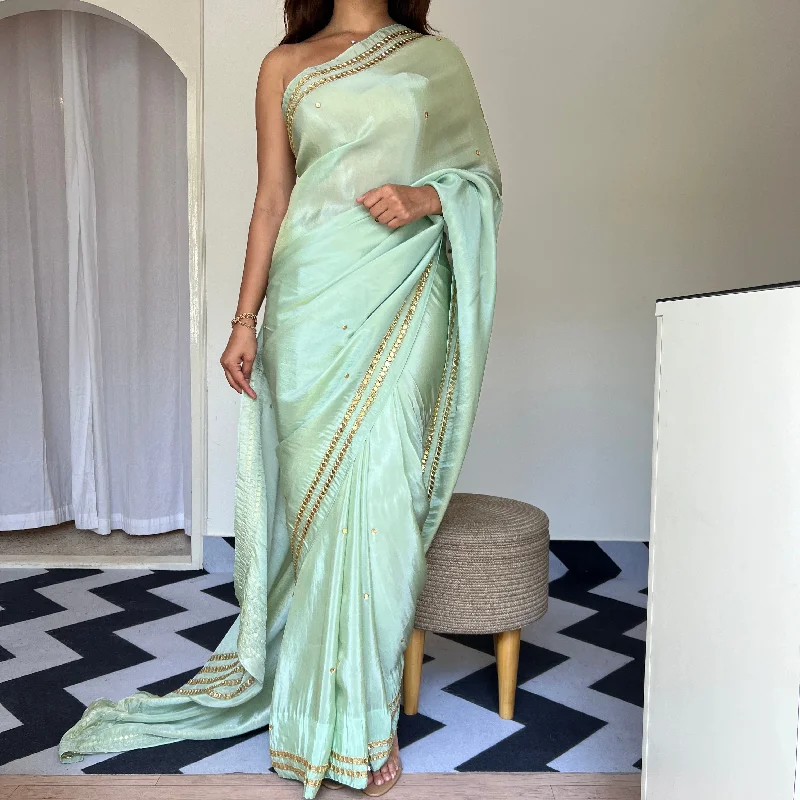 Pistachio Glam Tissue Saree