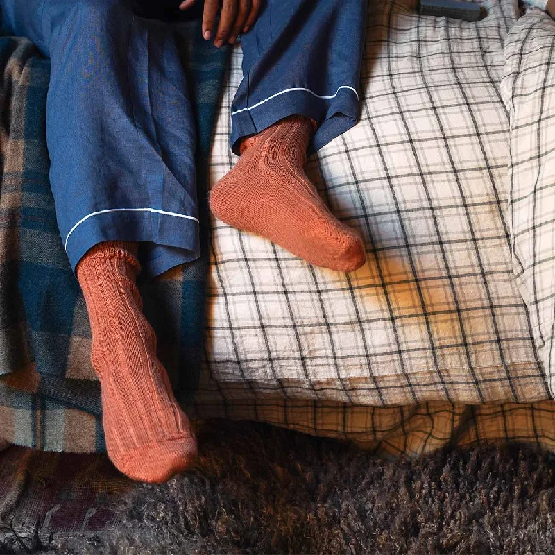 Burnt Orange Alpaca Bed Socks