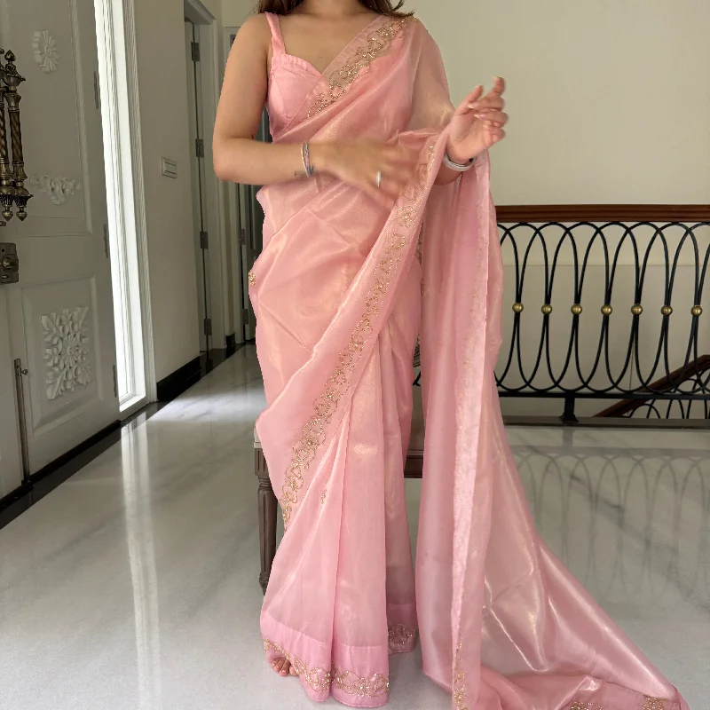 Petal Pink Shimmer Saree