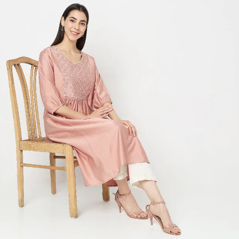 Flare Fit Embellished Kurta