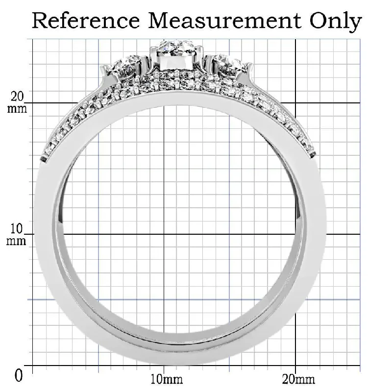 1W162 - Rhodium Brass Ring with AAA Grade CZ  in Clear