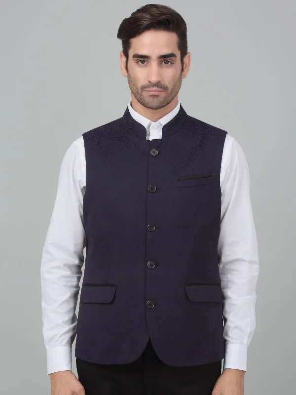 Men's Purple Self Design Party Wear Waistcoat