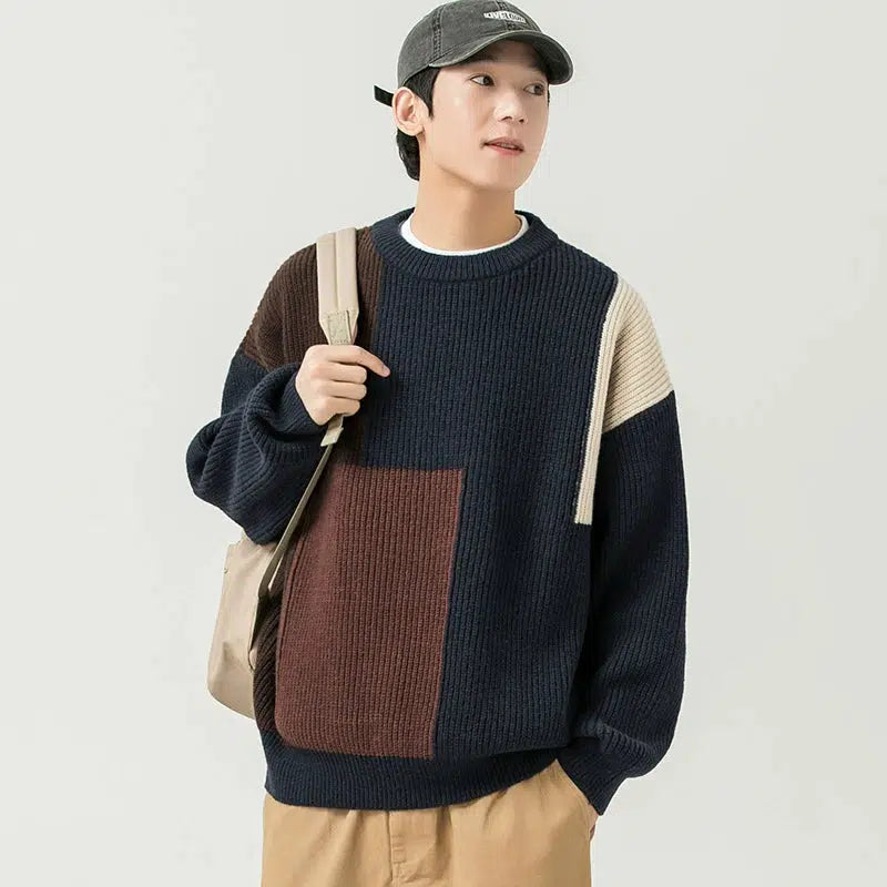 Color Block Crew Neck Sweater