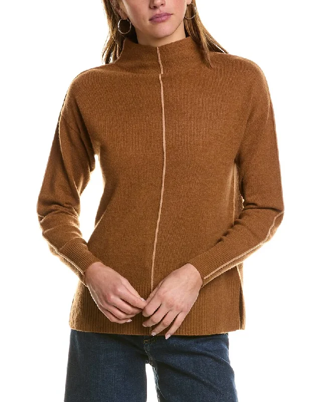 InCashmere Tipped Mock Neck Cashmere Sweater