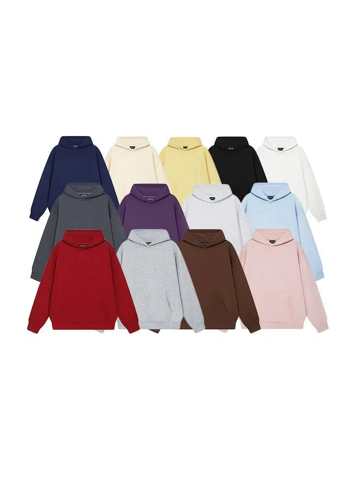 Basic Solid Color Hooded Sweatshirt