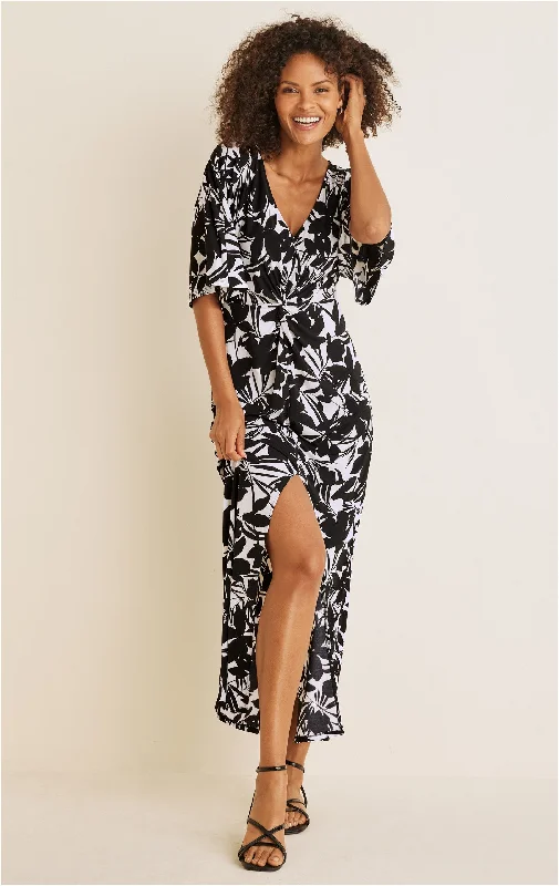 Twist Front Maxi Dress - Exotic Shadow Floral