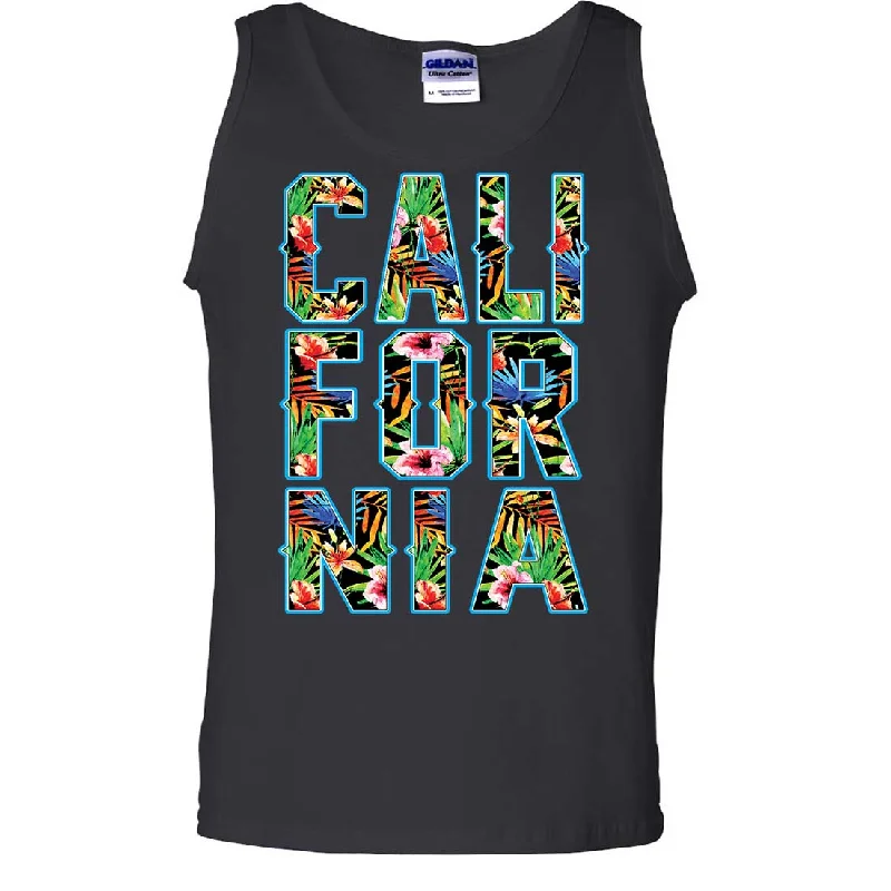 Tropical California Floral Print Asst Colors Tank Top