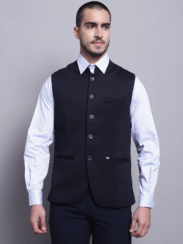 Men Navy Blue Waist Coat