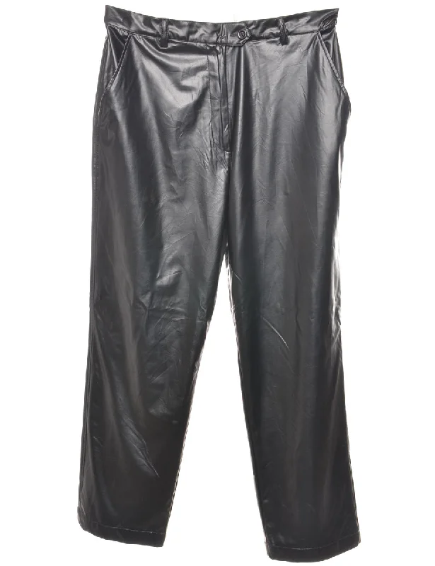 Black Shiny Trousers - W34 L29