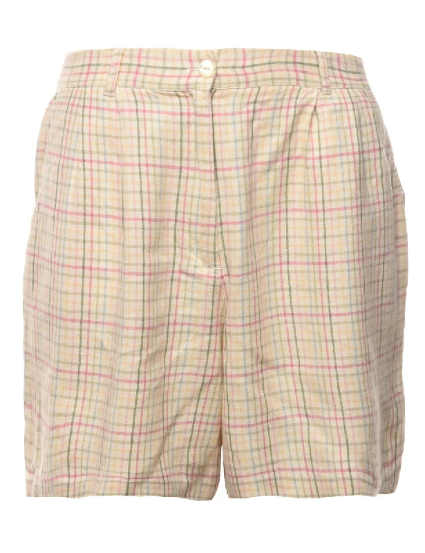 Checked Cream Shorts - W30 L5