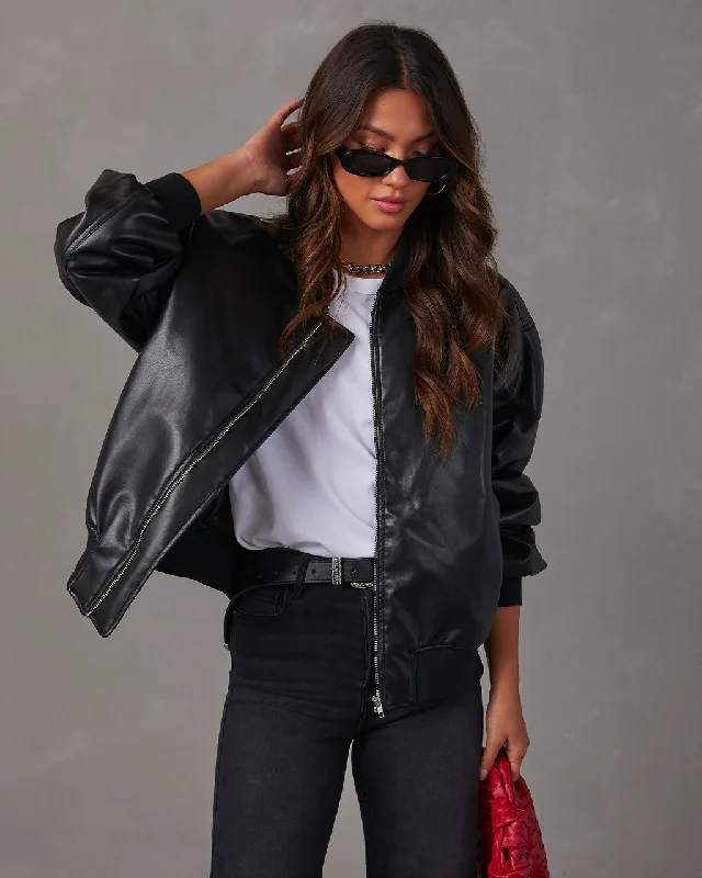 Domingo Faux Leather Zip Bomber Jacket