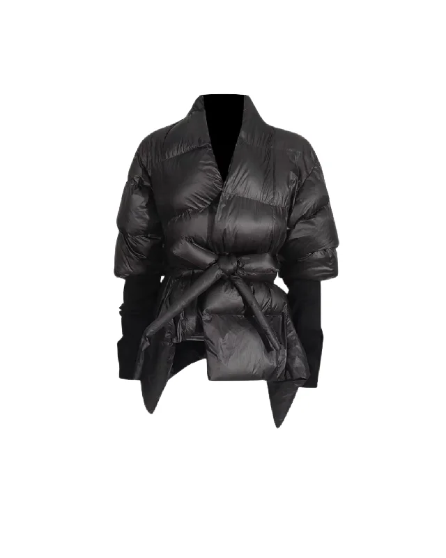 Hourglass Charm Belted Puffer Coat