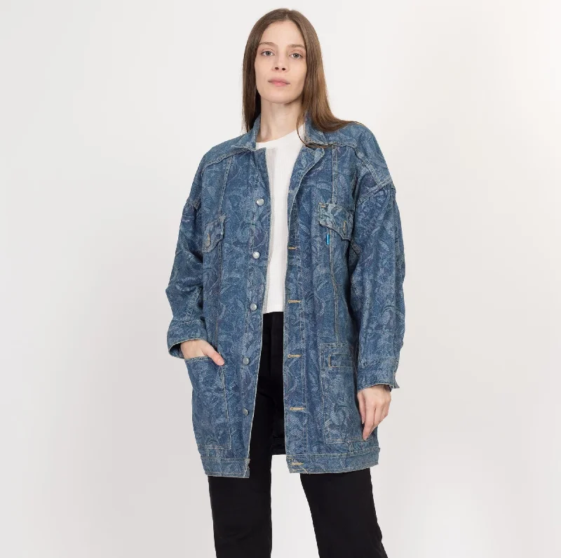 Medium 80s Freego Floral Tapestry Denim Jacket