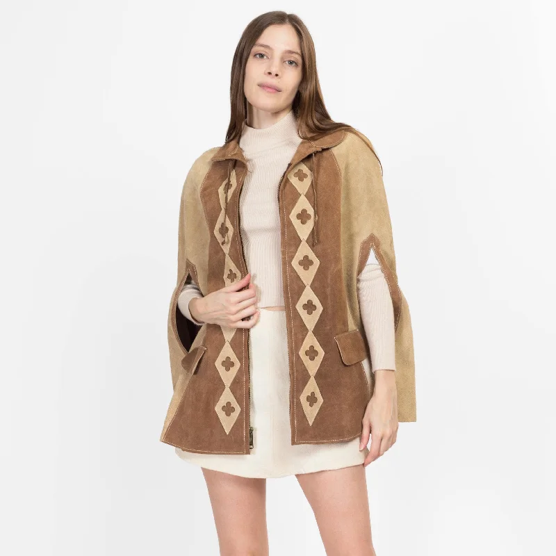 Small 70s Boho Suede Poncho