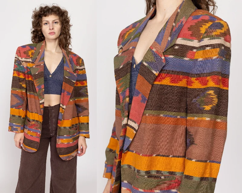 XL 80s Southwestern Earth Tone Longline Blazer