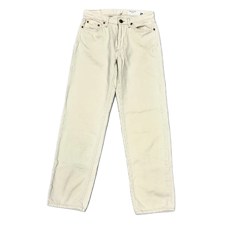 Cream Denim Jeans Boyfriend By Rag & Bones Jeans, Size: 0