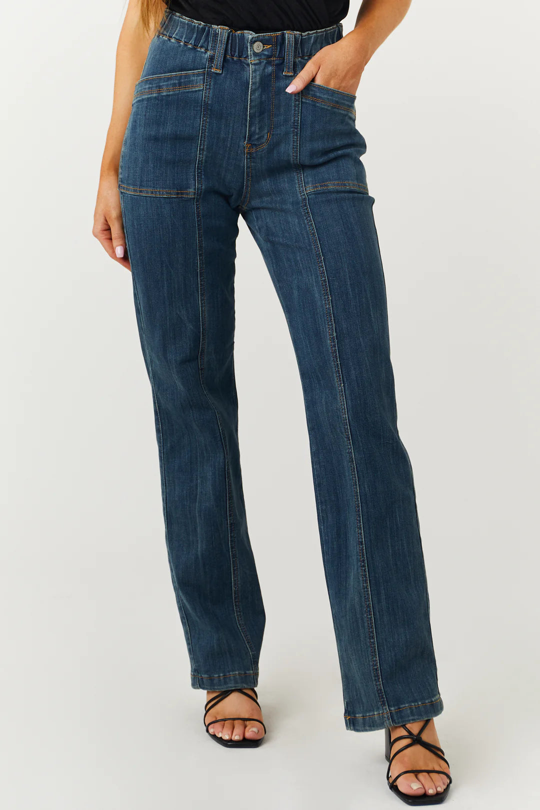 Judy Blue High Waist Elastic Waist Vintage Straight Leg Jeans