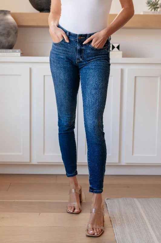 Judy Blue Mid Rise Non Distressed Skinny Jeans