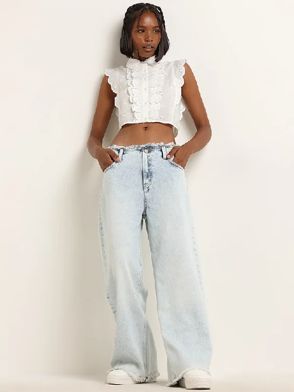 Nuon Light Blue Relaxed - Fit Mid - Rise Jeans