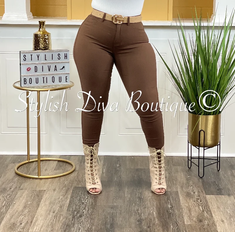 So Curvy Stretch Skinny Jeans up to 4XL (Brown)