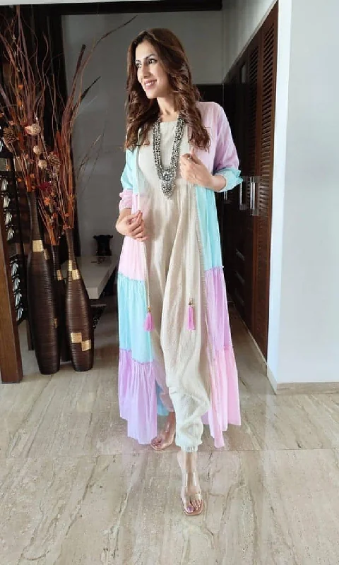 Dhoti Jumpsuit With Pastel Jacket