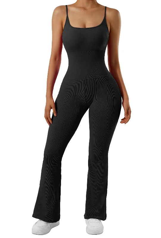 Seamless Ribbed Flare Jumpsuit