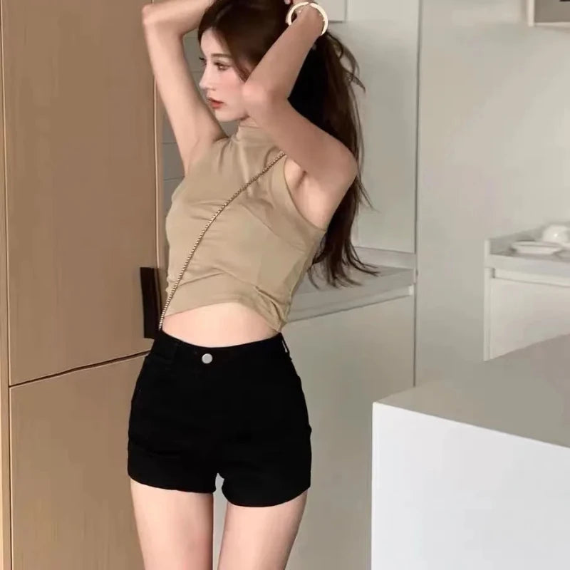 European Style Low-waisted Sexy Casual Streetwear Denim Shorts for Women