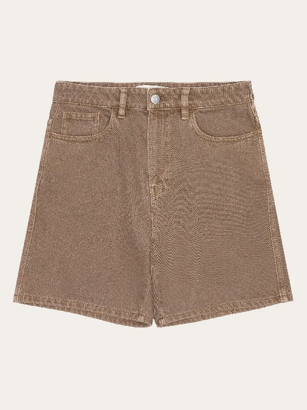 GALE straight mid-rise raw twill 5-pocket shorts - GOTS/Vegan - Tiramisu