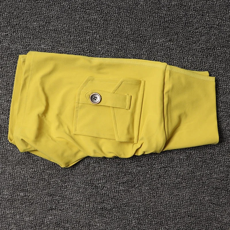 Women's Yellow High Waist Shorts with Pocket for Sports Gym Yoga Cycling