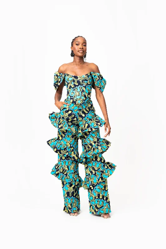 BADE African Print Ruffle high waist trousers (3 LENGTH)