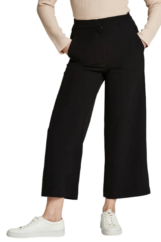 Denali High Rise Crop Wide Leg Pant In Blk