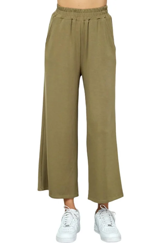 Martha Cropped Wide Pants In Olive